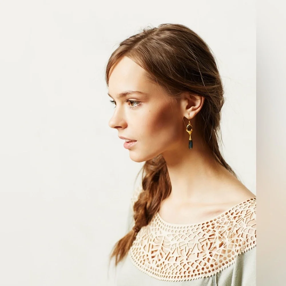 Anthropologie Liberty Garden Sage Vegan Leather Cutout Lace Boho Top M